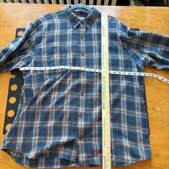 Duluth Flannel Shirt Mens Large XL Blue Gray Plaid Long Sleeve Pockets Heavy - Picture 5 of 6